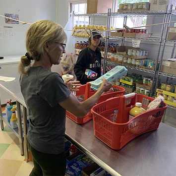 Volunteers sorting food at Nantucket Food Pantry