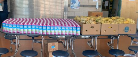 photo of dairy and produce product at a school mobile market distribution